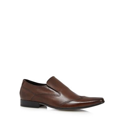 Brown leather slip on shoes
